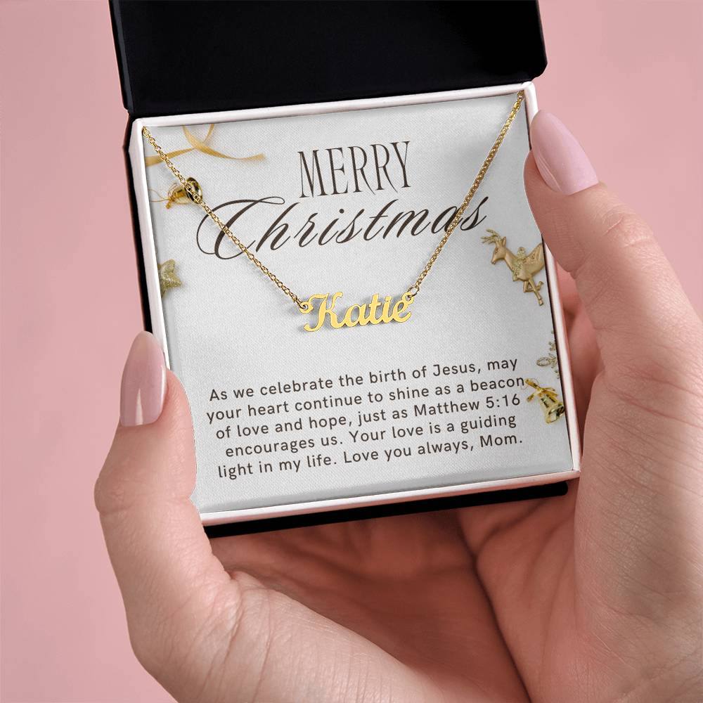 Personalised Name Necklace For Mom ~Matthew 5:16~ (Horizontal)