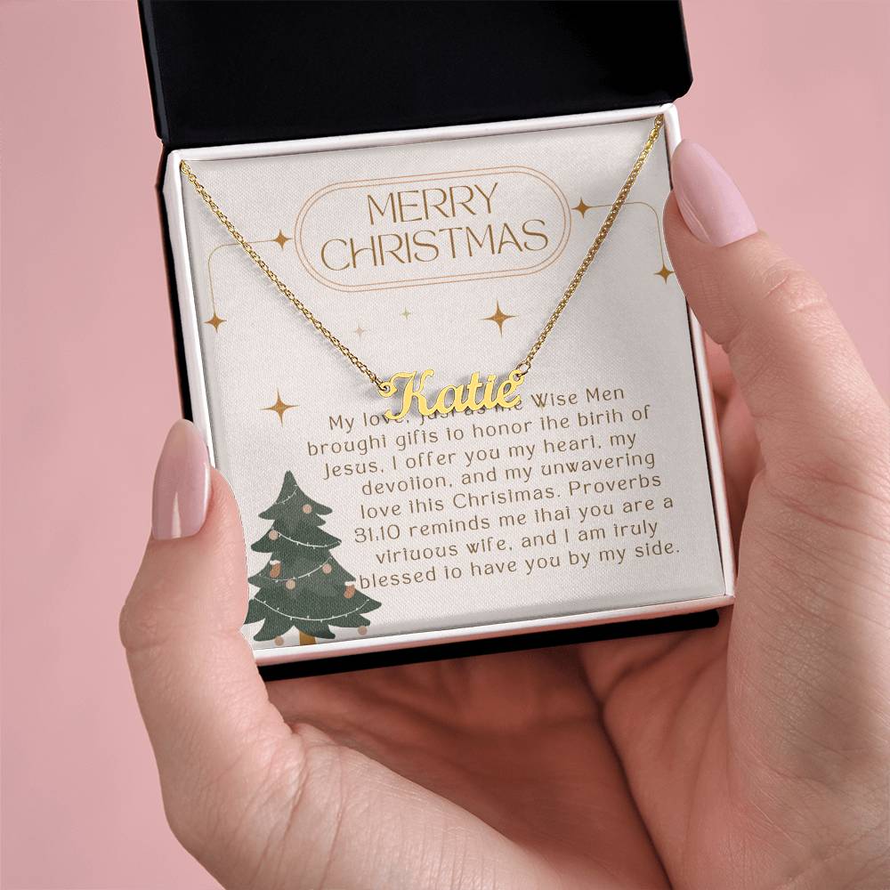 Personalised Name Necklace For Wife ~Proverbs 31:10~ (Horizontal)