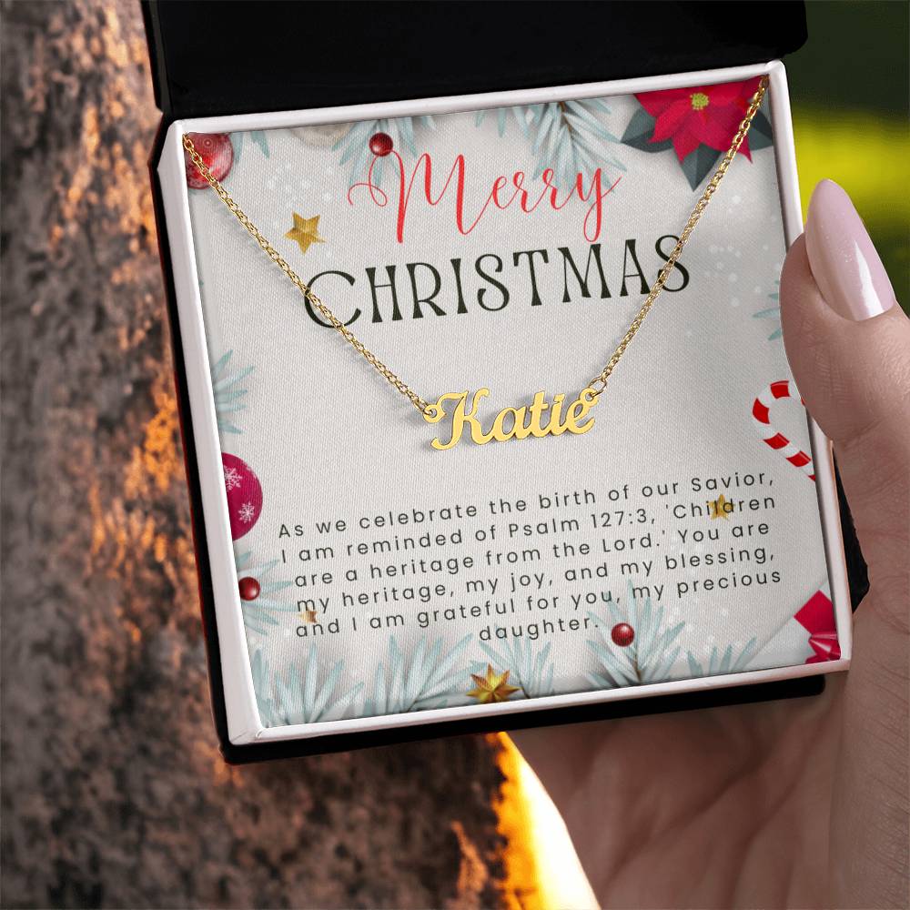 Personalised Name Necklace For Daughter ~Psalm 127:3~ (Horizontal)