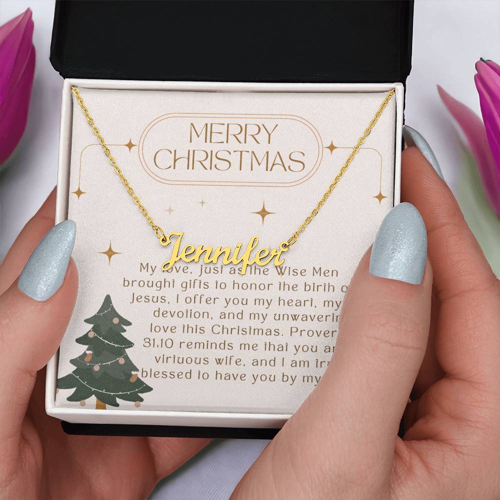 Personalised Name Necklace For Wife ~Proverbs 31:10~ (Horizontal)