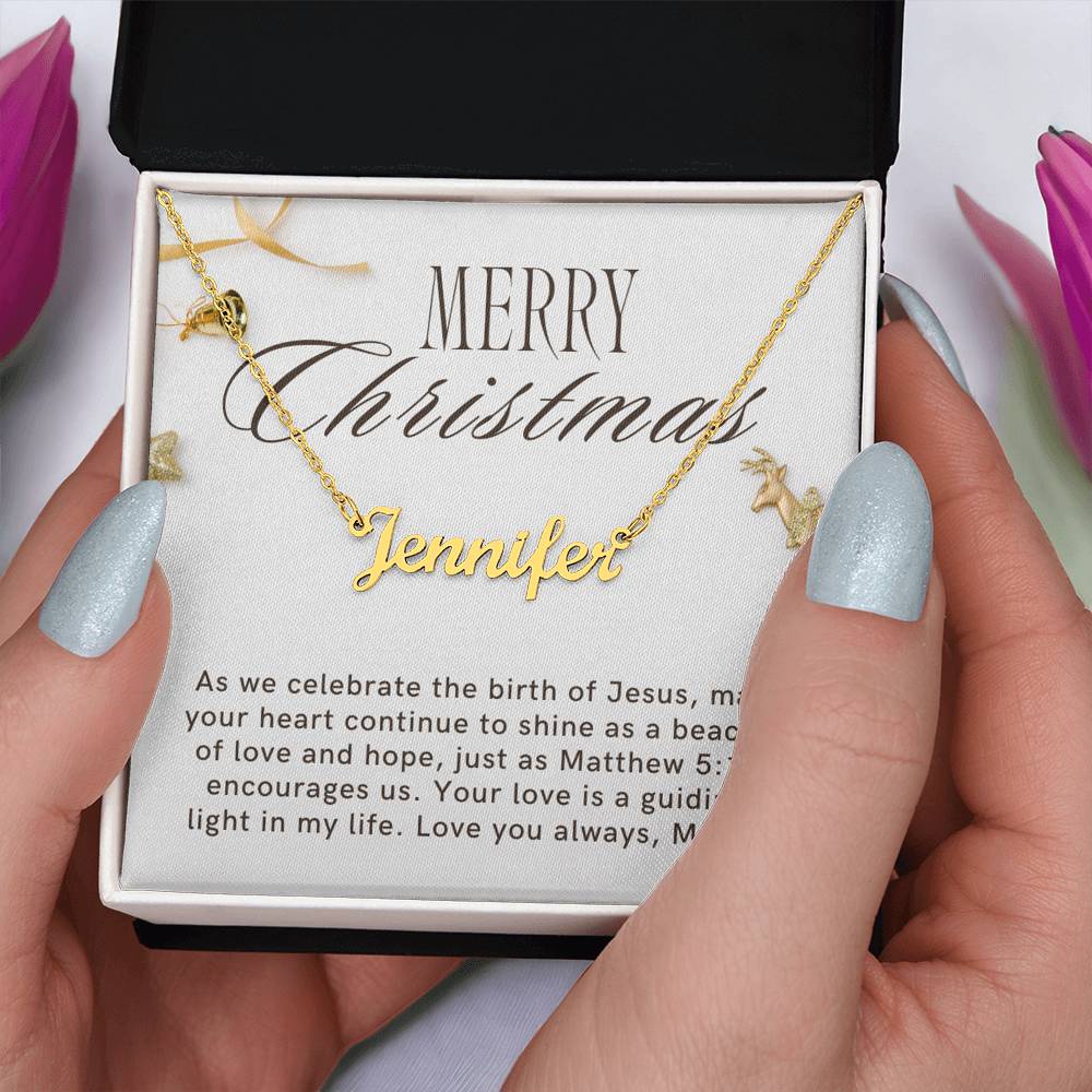 Personalised Name Necklace For Mom ~Matthew 5:16~ (Horizontal)