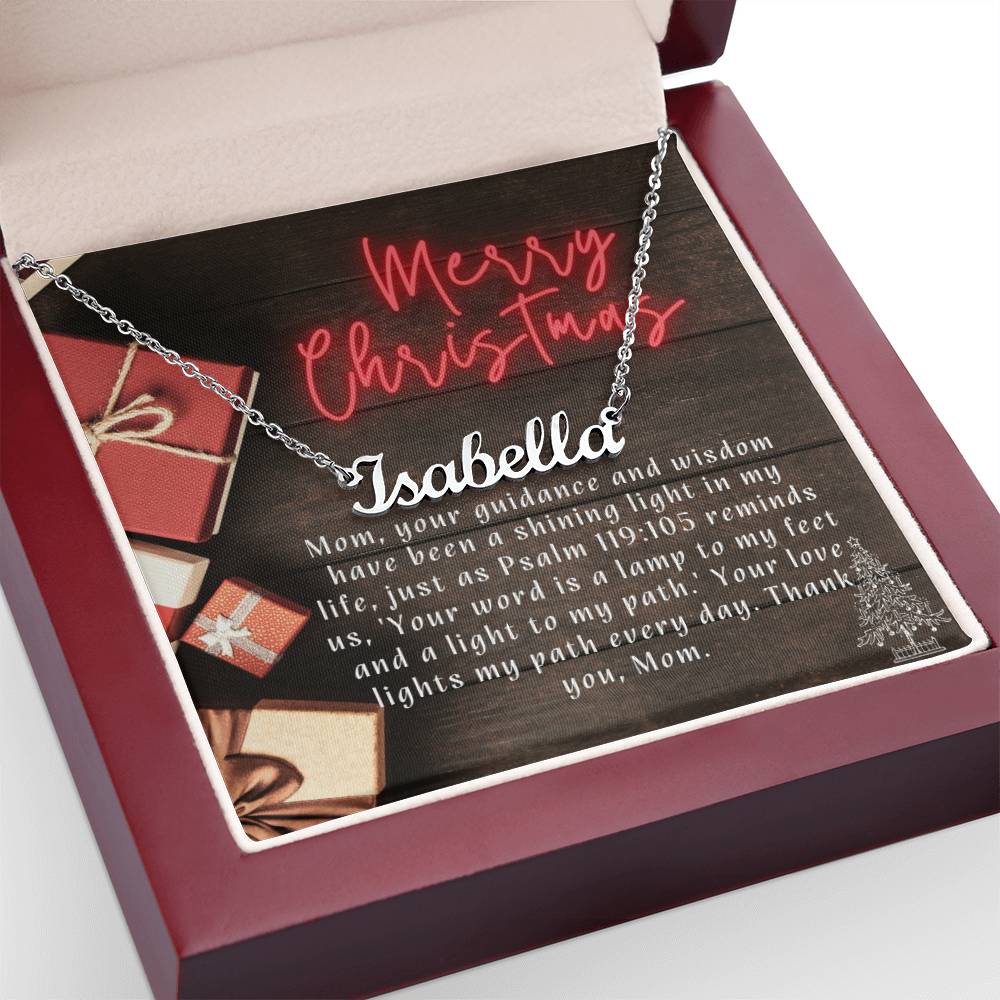 Personalised Name Necklace For Mom ~Psalm 119:105~ (Horizontal)