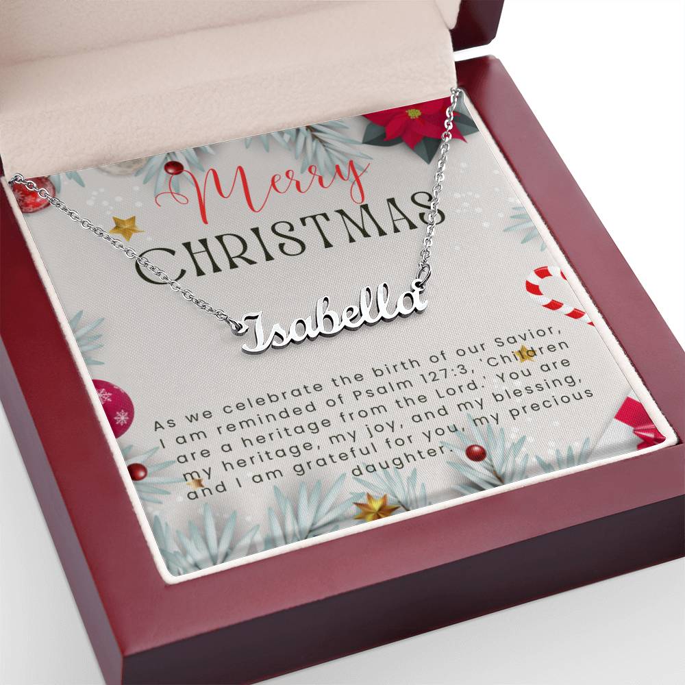 Personalised Name Necklace For Daughter ~Psalm 127:3~ (Horizontal)