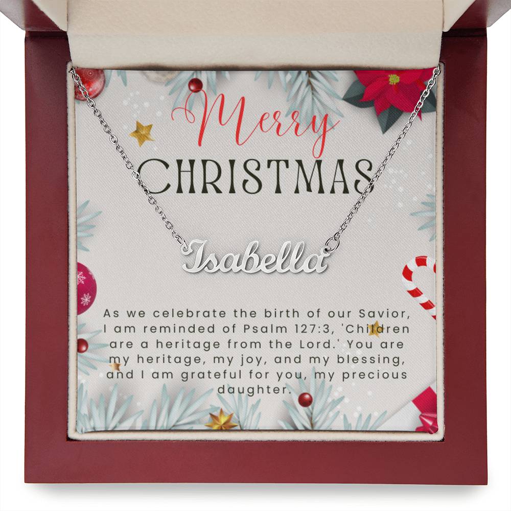Personalised Name Necklace For Daughter ~Psalm 127:3~ (Horizontal)