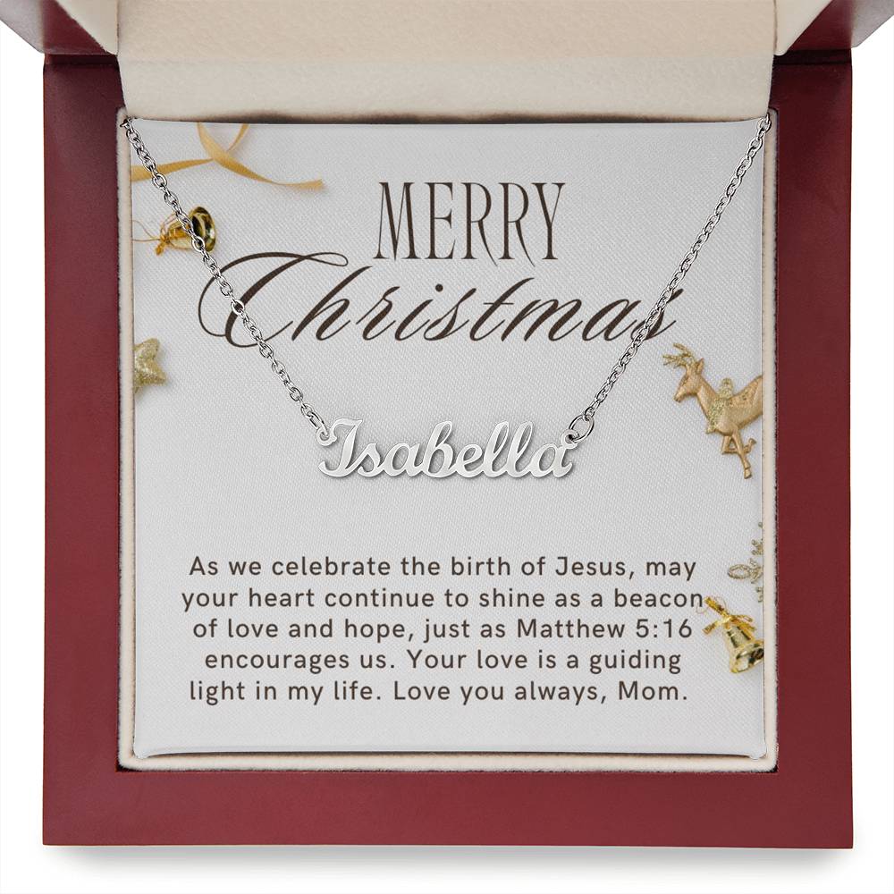 Personalised Name Necklace For Mom ~Matthew 5:16~ (Horizontal)