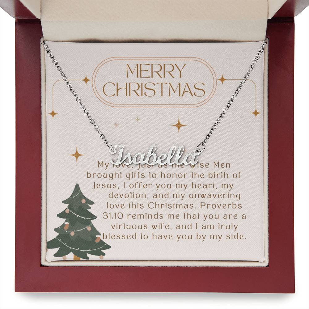 Personalised Name Necklace For Wife ~Proverbs 31:10~ (Horizontal)