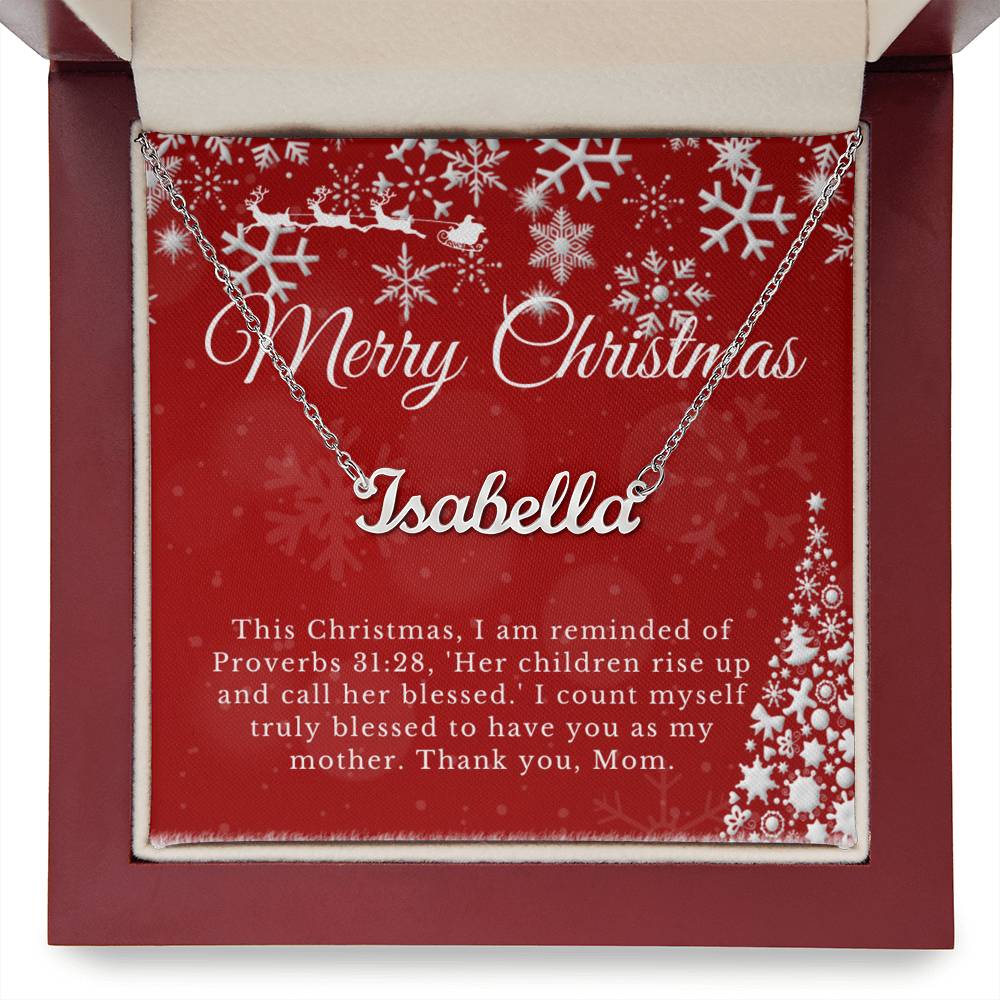 Personalised Name Necklace For Mom ~Proverbs 31:28~ (Horizontal)