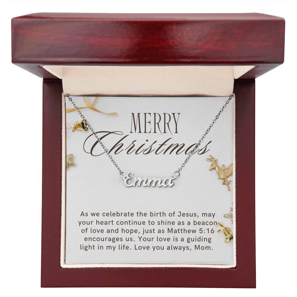 Personalised Name Necklace For Mom ~Matthew 5:16~ (Horizontal)