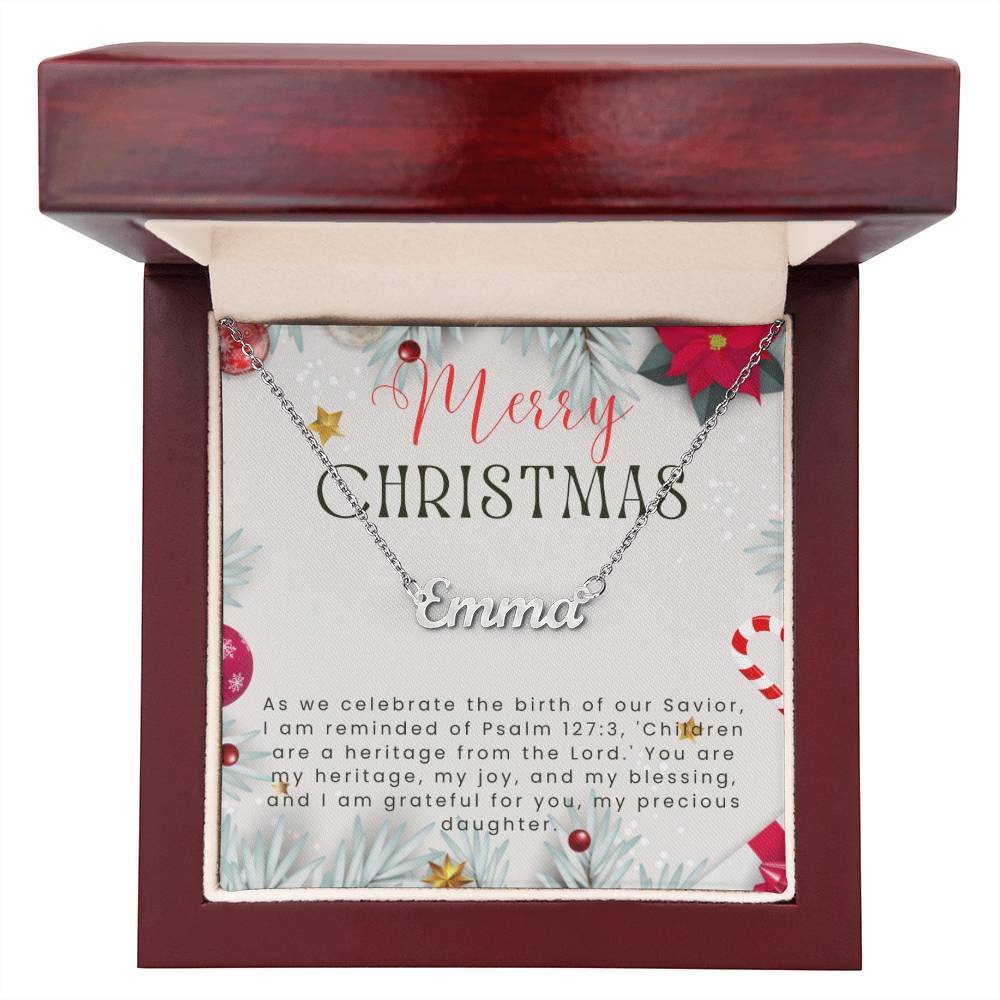 Personalised Name Necklace For Daughter ~Psalm 127:3~ (Horizontal)