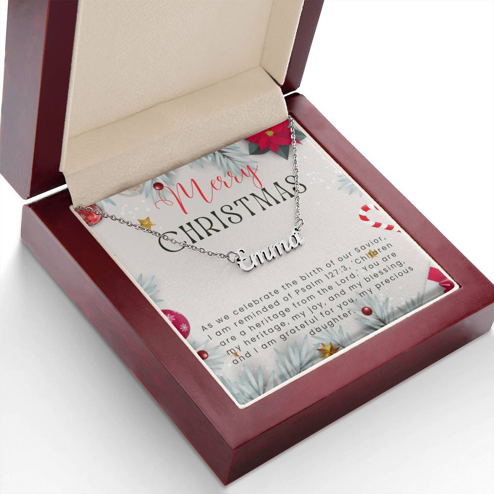 Personalised Name Necklace For Daughter ~Psalm 127:3~ (Horizontal)