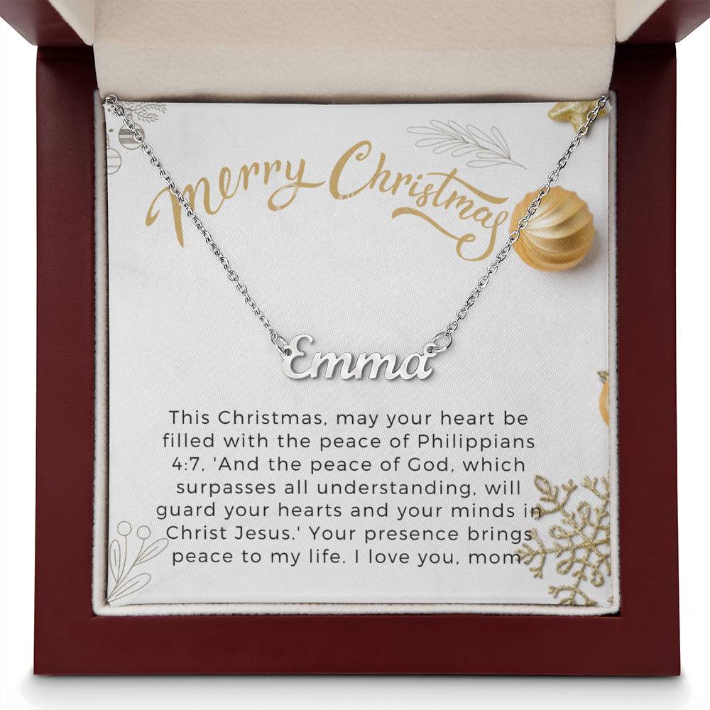 Personalised Name Necklace For Mom ~Philippians 4:7~ (Horizontal)