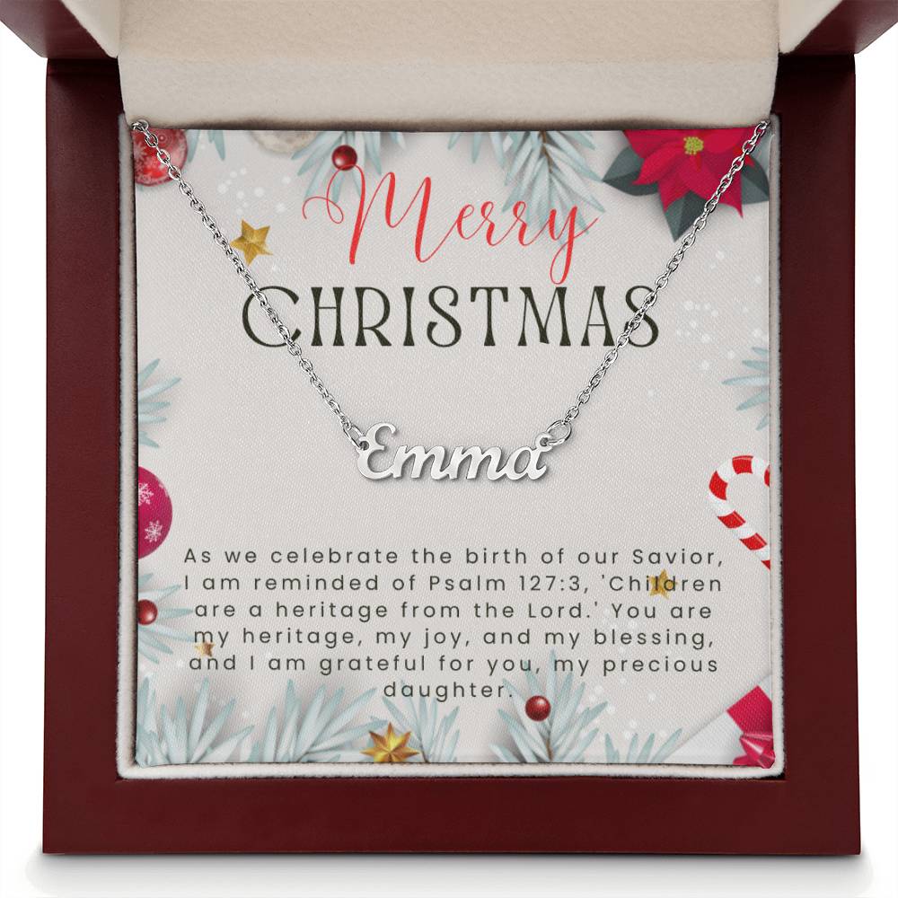 Personalised Name Necklace For Daughter ~Psalm 127:3~ (Horizontal)