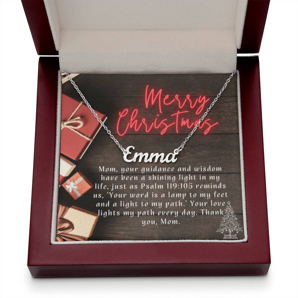 Personalised Name Necklace For Mom ~Psalm 119:105~ (Horizontal)