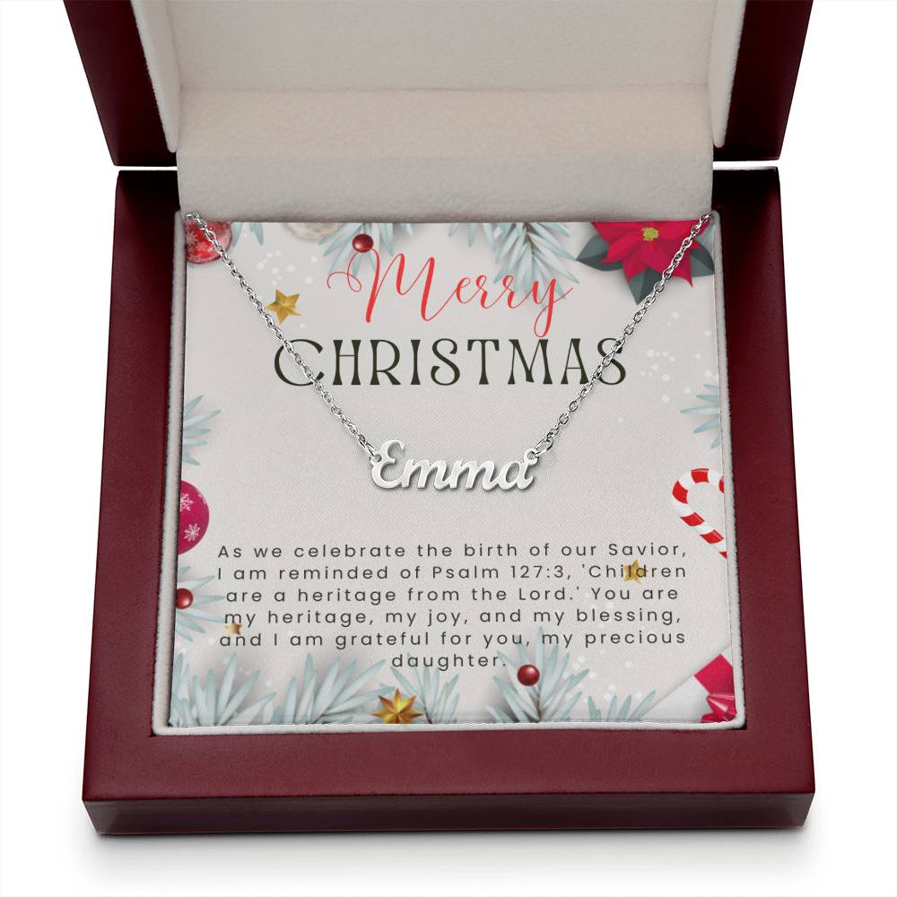 Personalised Name Necklace For Daughter ~Psalm 127:3~ (Horizontal)