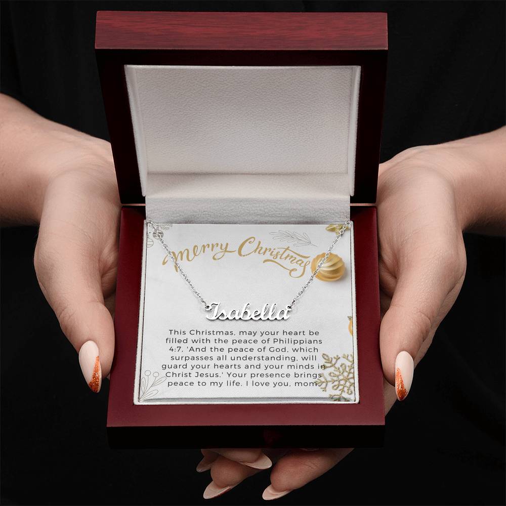Personalised Name Necklace For Mom ~Philippians 4:7~ (Horizontal)