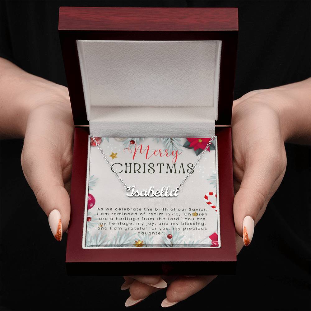 Personalised Name Necklace For Daughter ~Psalm 127:3~ (Horizontal)