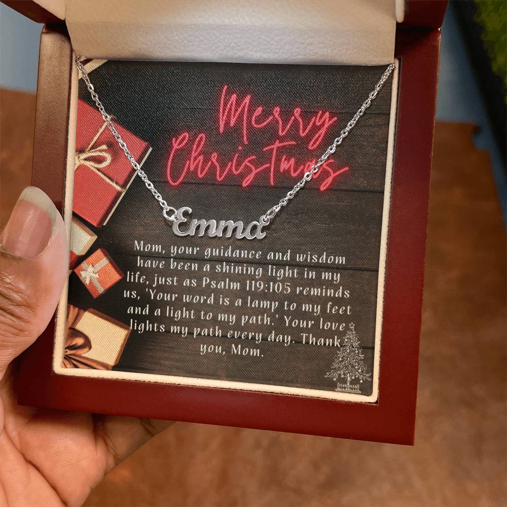 Personalised Name Necklace For Mom ~Psalm 119:105~ (Horizontal)