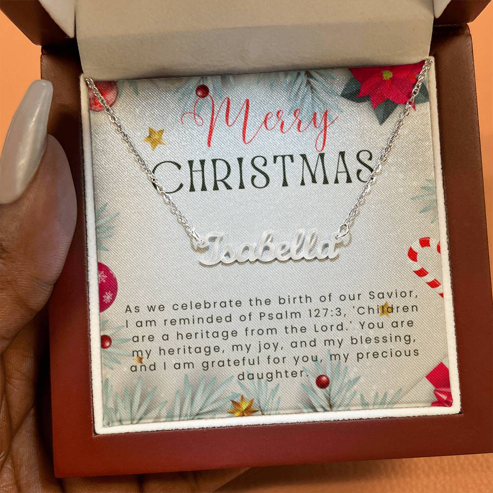 Personalised Name Necklace For Daughter ~Psalm 127:3~ (Horizontal)