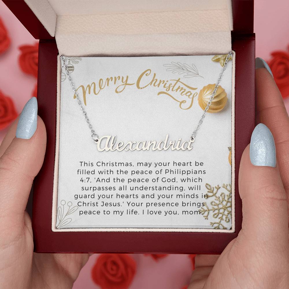 Personalised Name Necklace For Mom ~Philippians 4:7~ (Horizontal)
