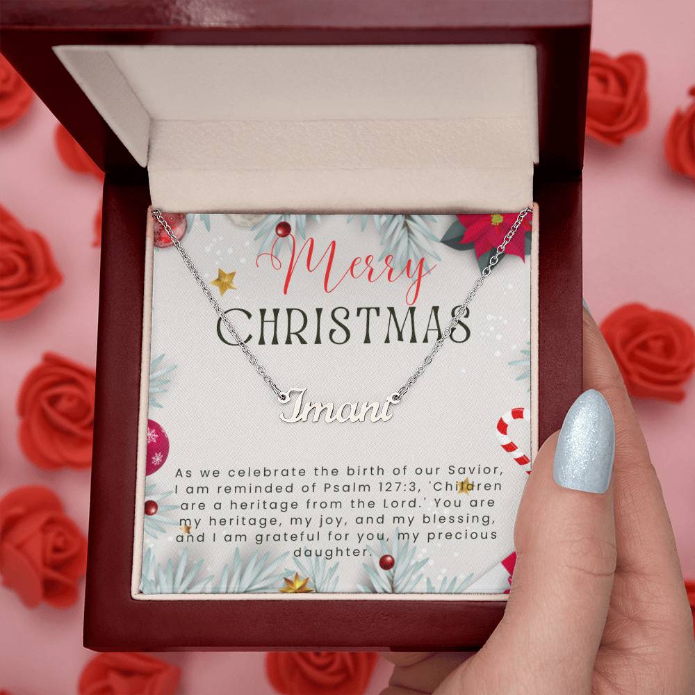 Personalised Name Necklace For Daughter ~Psalm 127:3~ (Horizontal)
