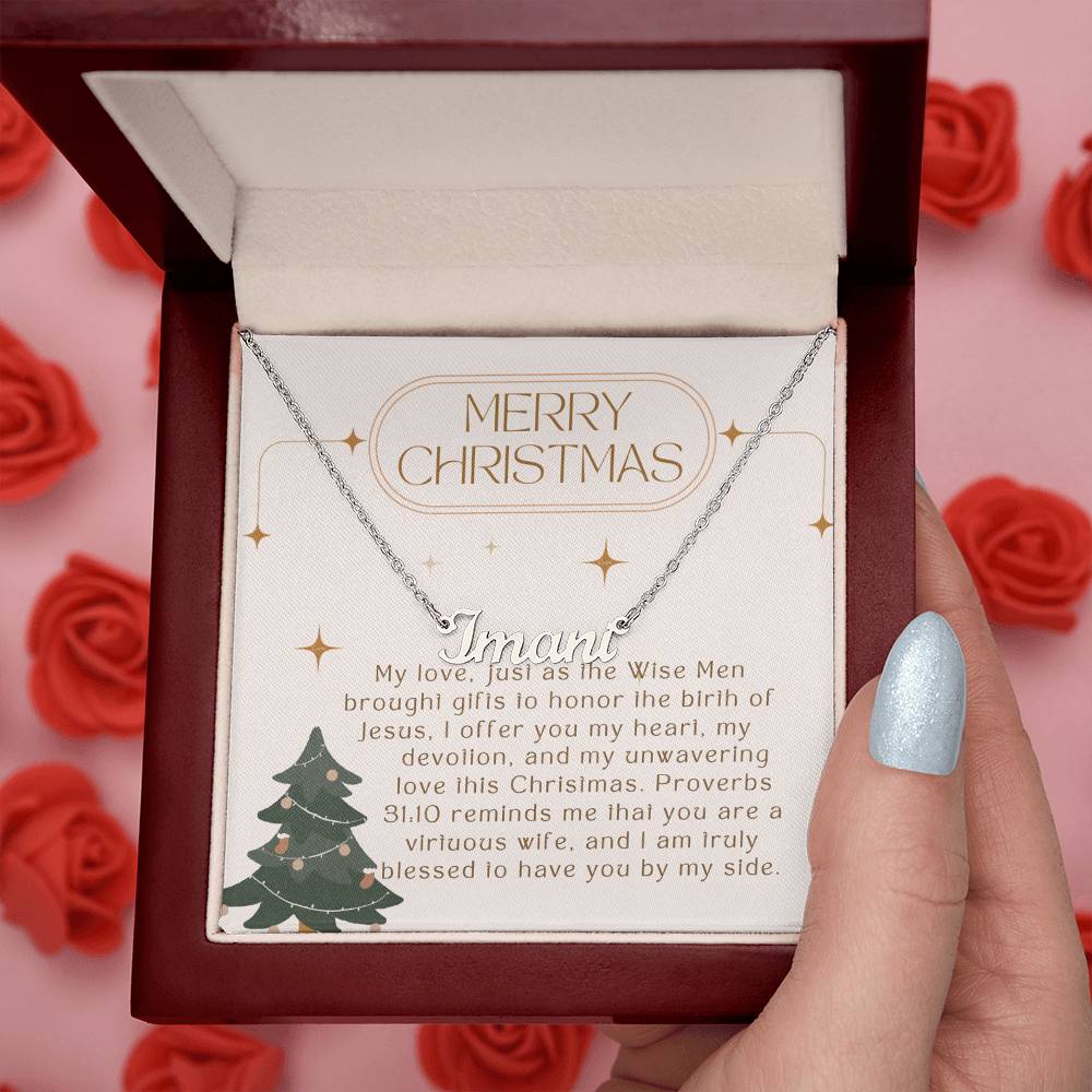 Personalised Name Necklace For Wife ~Proverbs 31:10~ (Horizontal)