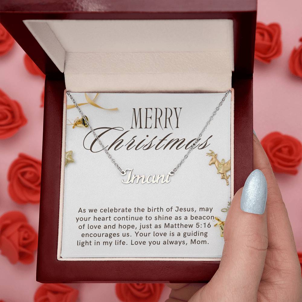 Personalised Name Necklace For Mom ~Matthew 5:16~ (Horizontal)
