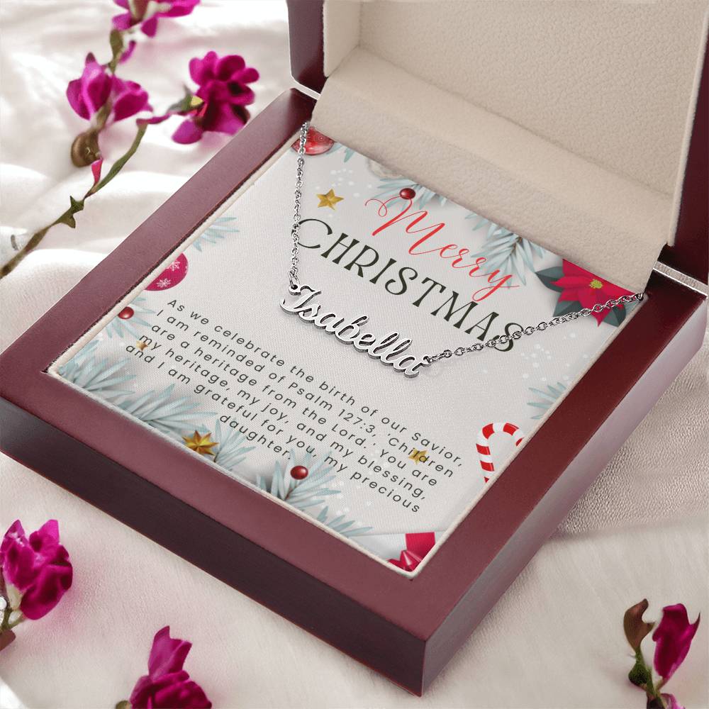 Personalised Name Necklace For Daughter ~Psalm 127:3~ (Horizontal)