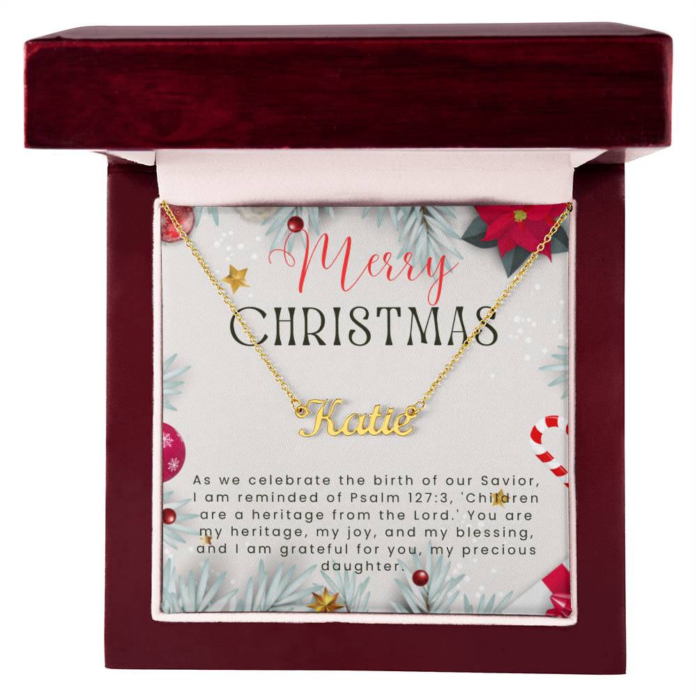 Personalised Name Necklace For Daughter ~Psalm 127:3~ (Horizontal)