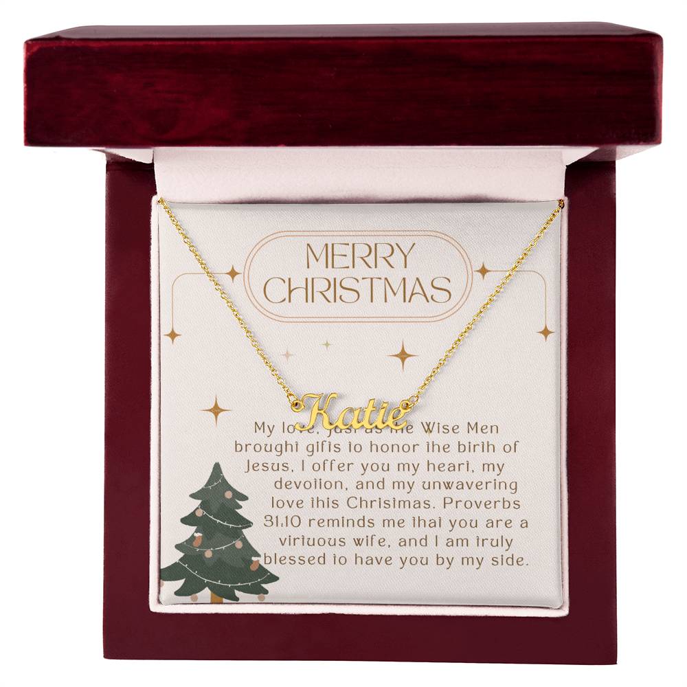 Personalised Name Necklace For Wife ~Proverbs 31:10~ (Horizontal)