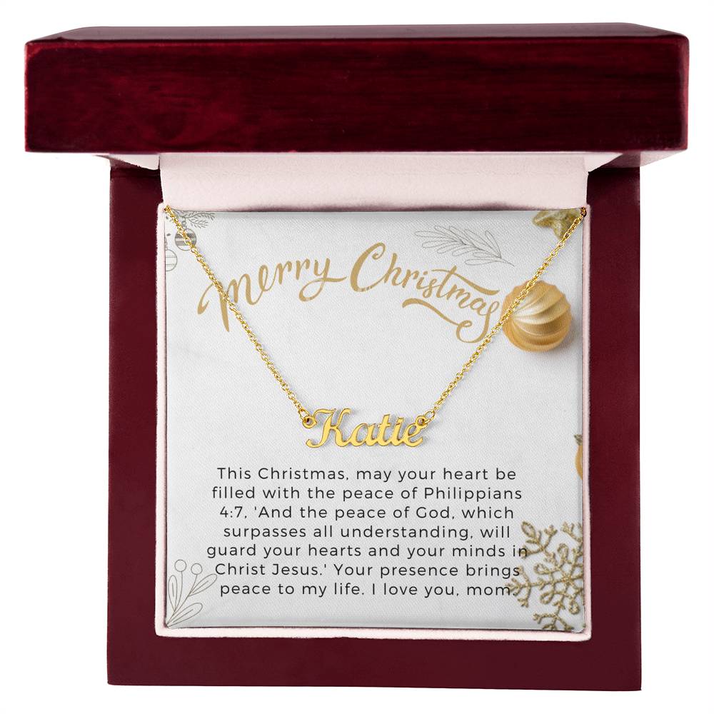 Personalised Name Necklace For Mom ~Philippians 4:7~ (Horizontal)