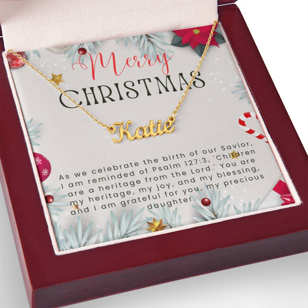 Personalised Name Necklace For Daughter ~Psalm 127:3~ (Horizontal)