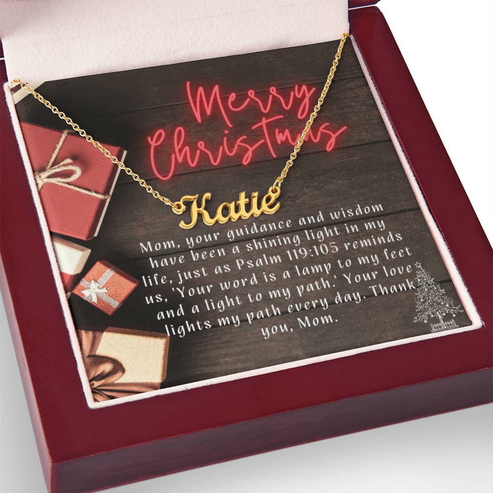 Personalised Name Necklace For Mom ~Psalm 119:105~ (Horizontal)