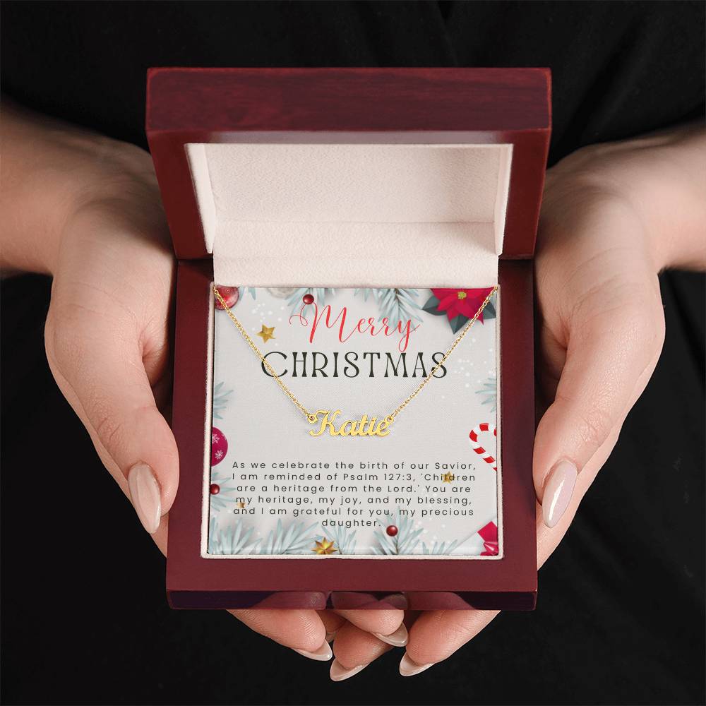 Personalised Name Necklace For Daughter ~Psalm 127:3~ (Horizontal)