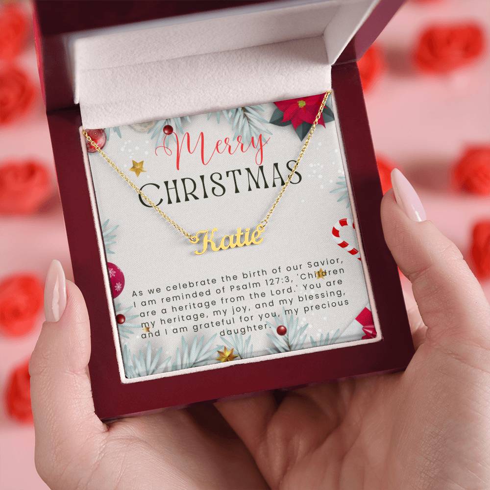 Personalised Name Necklace For Daughter ~Psalm 127:3~ (Horizontal)