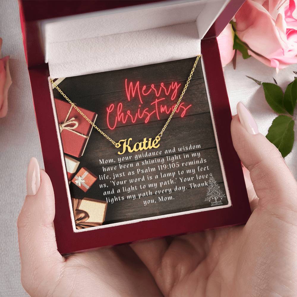 Personalised Name Necklace For Mom ~Psalm 119:105~ (Horizontal)
