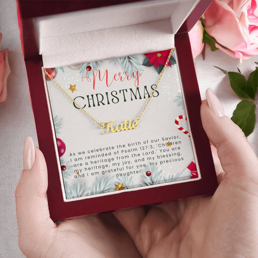 Personalised Name Necklace For Daughter ~Psalm 127:3~ (Horizontal)