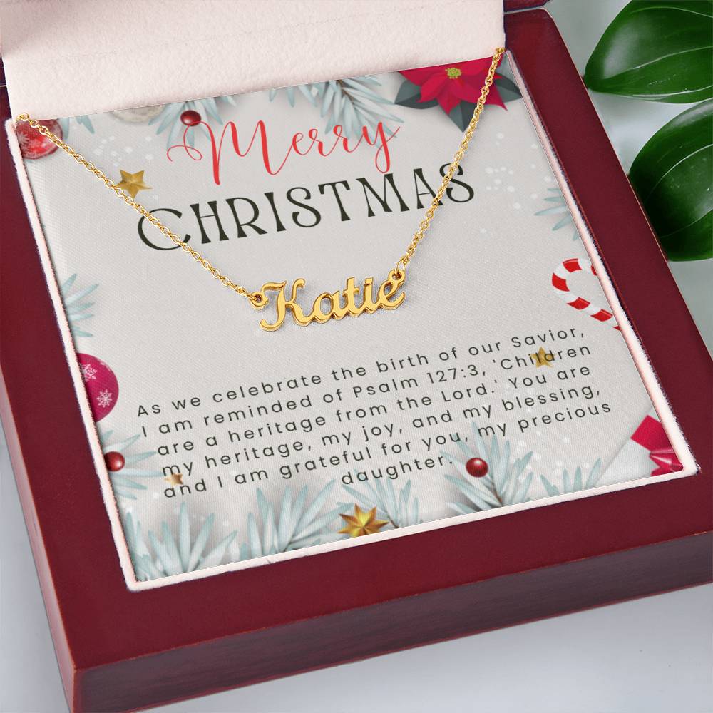 Personalised Name Necklace For Daughter ~Psalm 127:3~ (Horizontal)