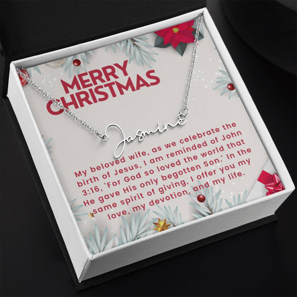 Personalised Name Necklace For Wife ~John 3:16~ (Signature Font)