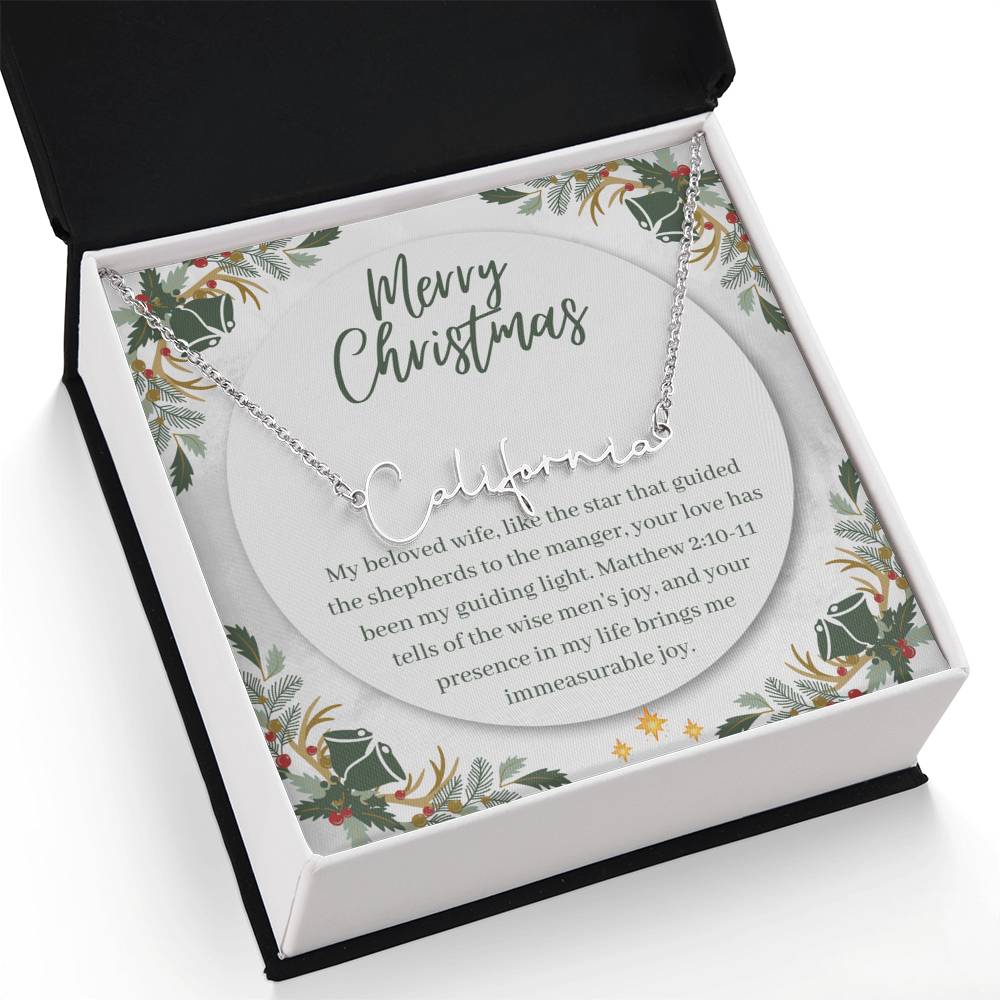 Personalised Name Necklace For Wife ~Matthew 2:10-11~ (Signature Font)