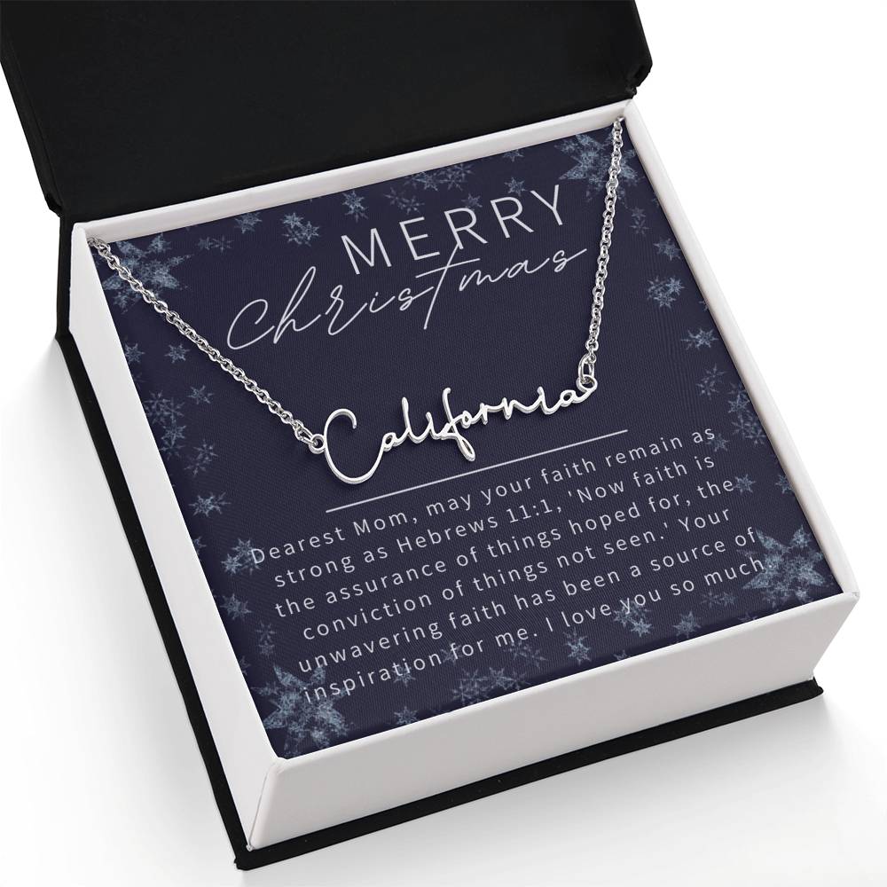 Personalised Name Necklace For Mom ~Hebrews 11:1~ (Signature Font)