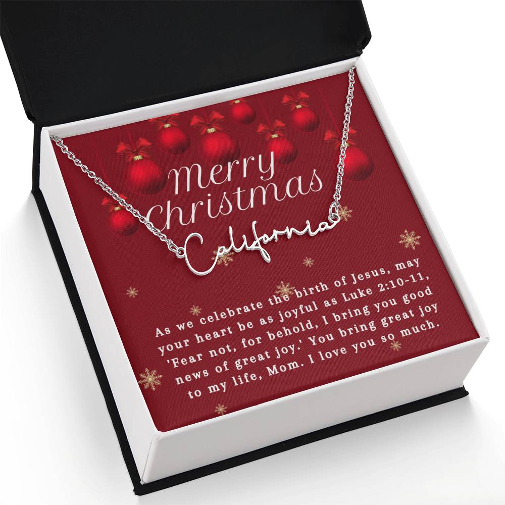 Personalised Name Necklace For Mom ~Luke 2:10-11~ (Signature Font)
