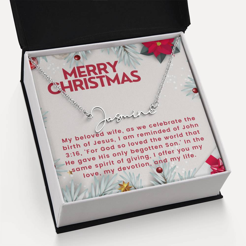 Personalised Name Necklace For Wife ~John 3:16~ (Signature Font)