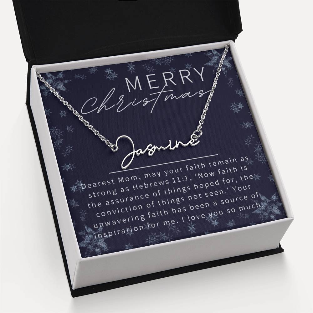 Personalised Name Necklace For Mom ~Hebrews 11:1~ (Signature Font)