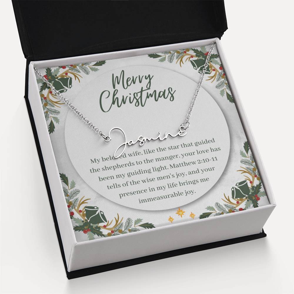 Personalised Name Necklace For Wife ~Matthew 2:10-11~ (Signature Font)