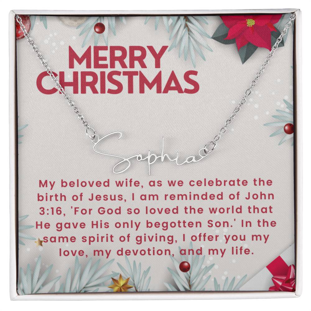 Personalised Name Necklace For Wife ~John 3:16~ (Signature Font)
