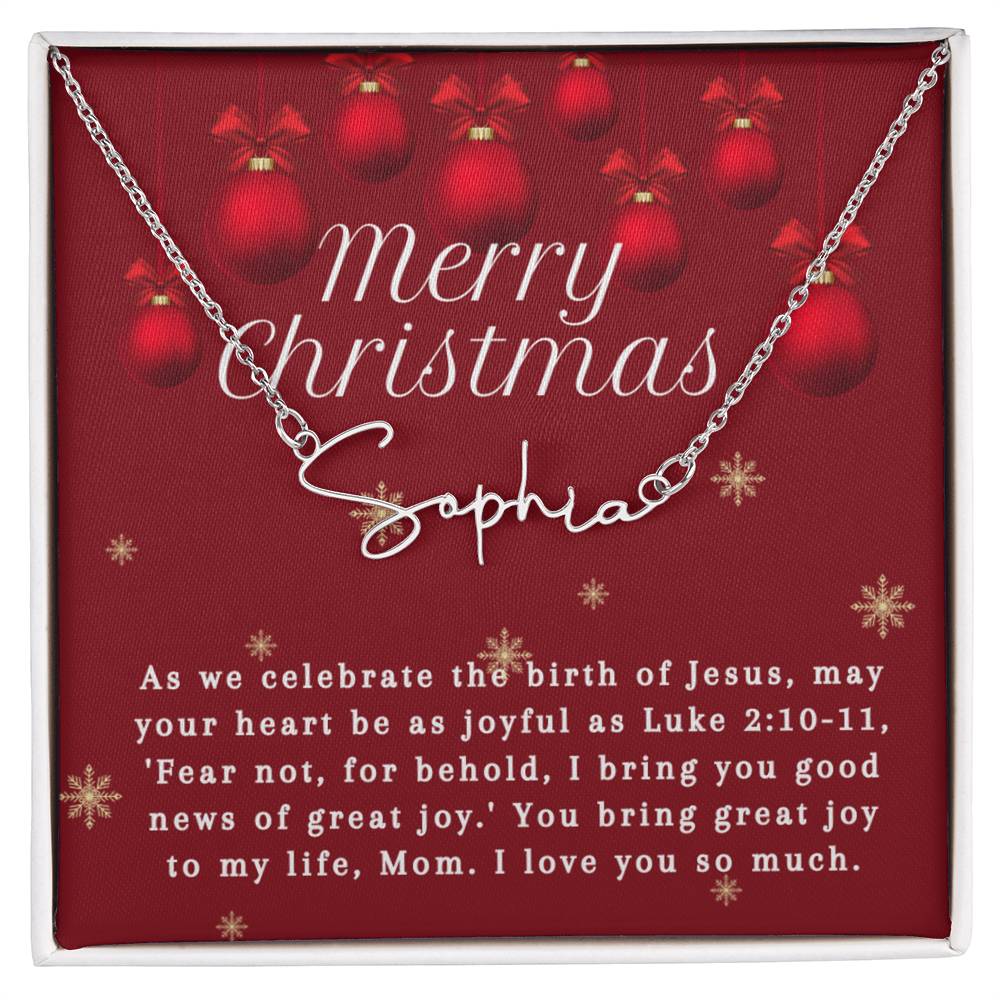 Personalised Name Necklace For Mom ~Luke 2:10-11~ (Signature Font)