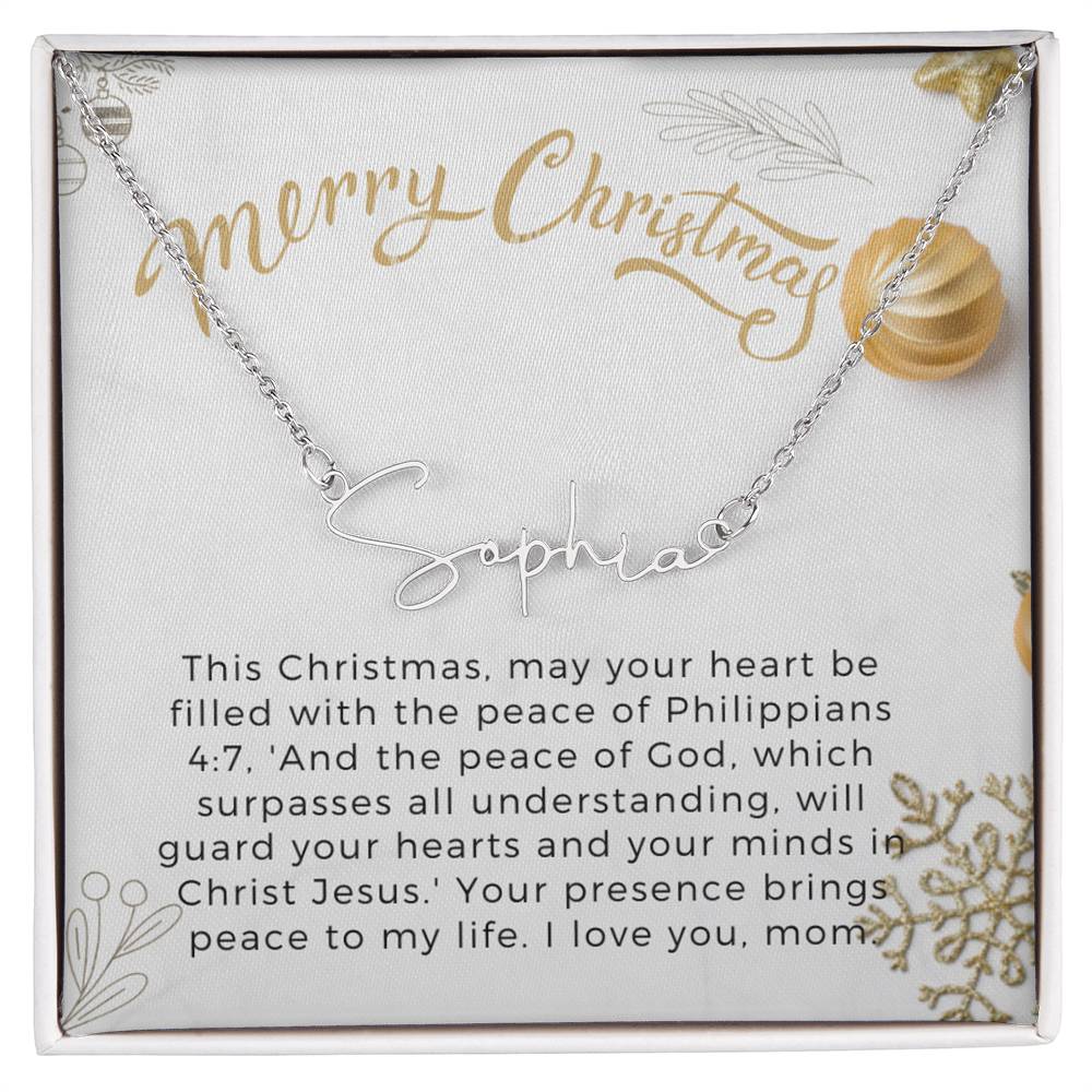 Personalised Name Necklace For Mom ~Philippians 4:7~ (Signature Font)