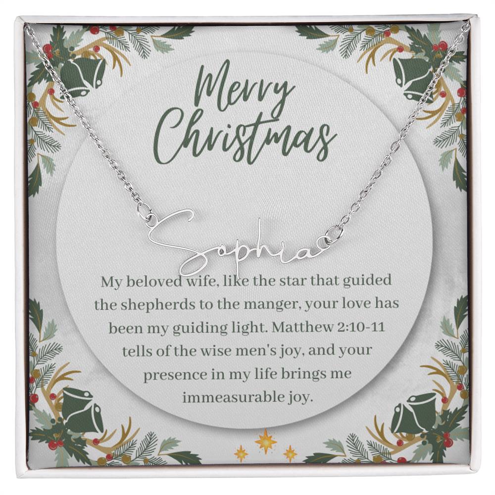 Personalised Name Necklace For Wife ~Matthew 2:10-11~ (Signature Font)