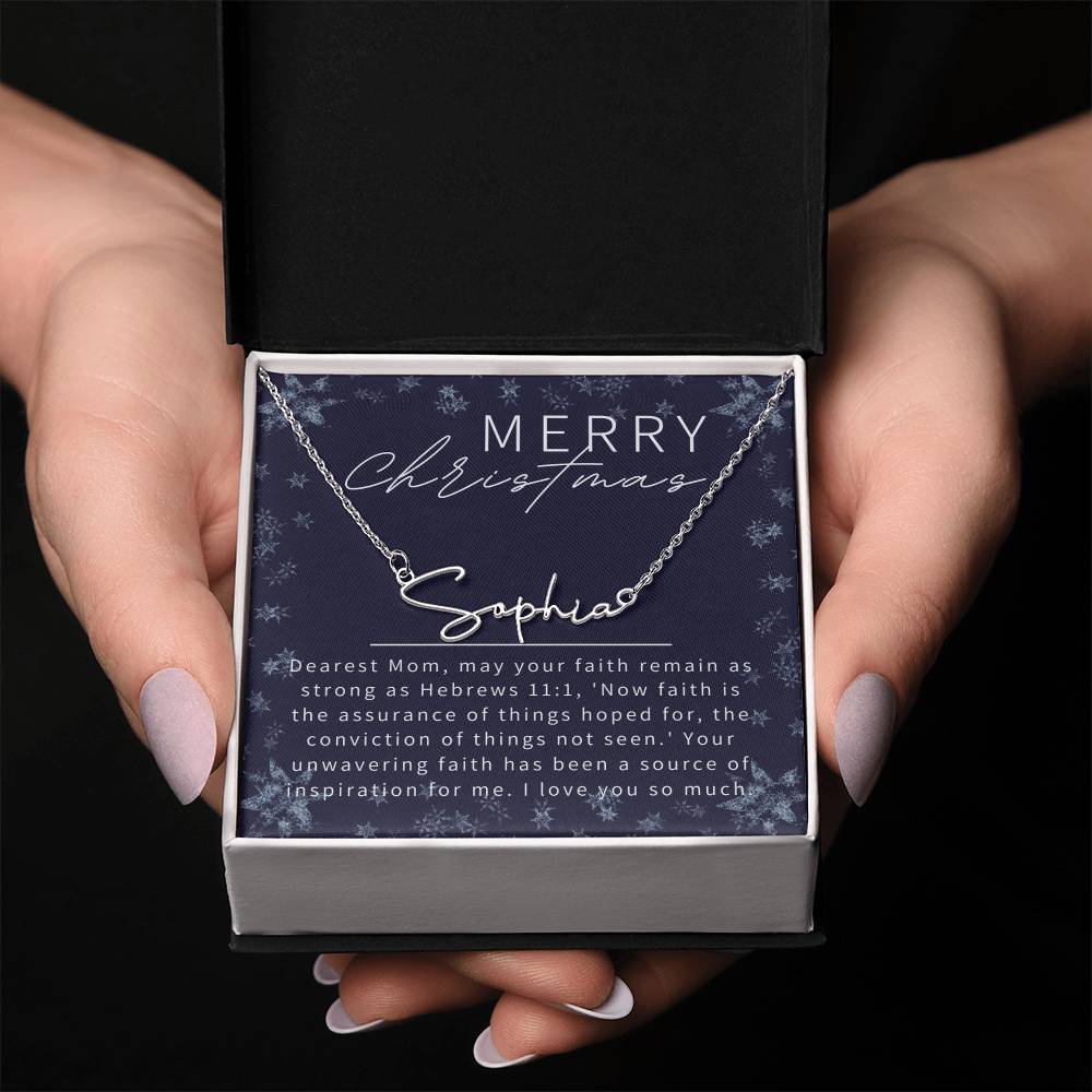 Personalised Name Necklace For Mom ~Hebrews 11:1~ (Signature Font)