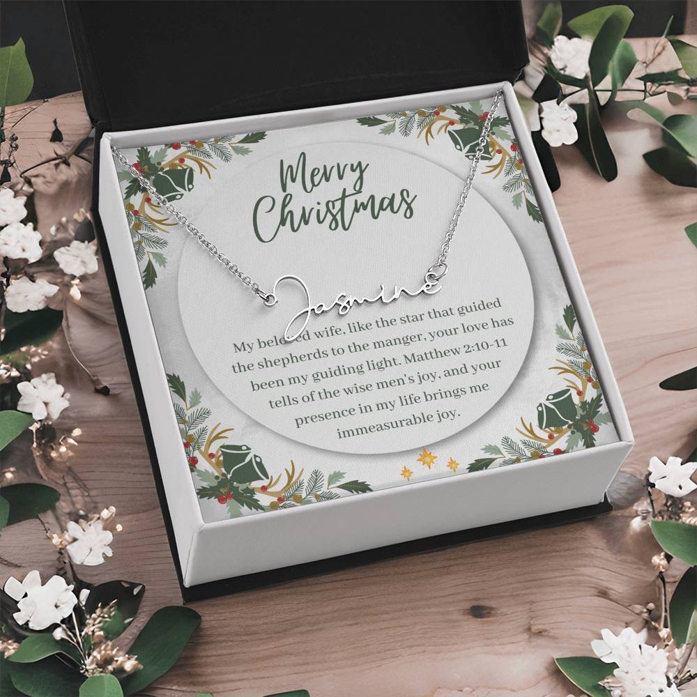 Personalised Name Necklace For Wife ~Matthew 2:10-11~ (Signature Font)